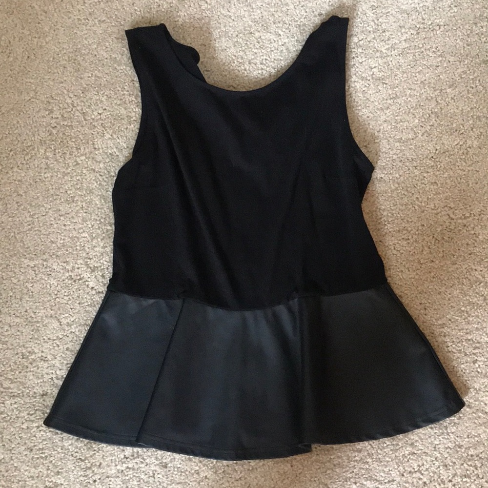 Faux Leather Peplum Shirt